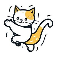 mignonne chat sauter. vecteur illustration dans griffonnage style.