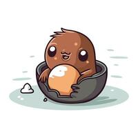 Chocolat Balle avec Oeuf dans une bol. dessin animé vecteur illustration.