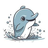 dessin animé baleine. vecteur illustration de une mignonne dessin animé baleine dans l'eau.