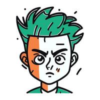 vecteur illustration de une Jeune homme avec vert cheveux. dessin animé style.