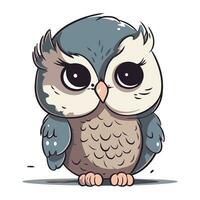 mignonne dessin animé hibou isolé sur une blanc Contexte. vecteur illustration.