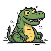 crocodile vecteur illustration. mignonne dessin animé crocodile personnage.