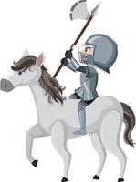 Chevalier à cheval personnage de dessin animé sur fond blanc vecteur