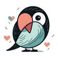 mignonne dessin animé vecteur illustration de une mignonne peu oiseau dans l'amour.