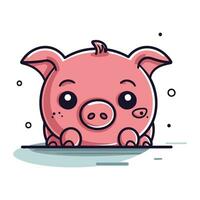 porcin banque. mignonne dessin animé cochon. vecteur illustration.
