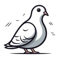 Pigeon isolé sur une blanc Contexte. vecteur illustration dans dessin animé style.