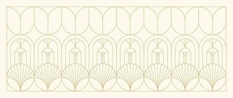 luxe géométrique or ligne art et art déco Contexte vecteur. abstrait géométrique Cadre et élégant art nouveau avec délicat. illustration conception pour invitation, bannière, VIP, intérieur, décoration. vecteur