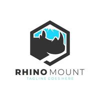 rhinocéros Montagne vecteur illustration logo