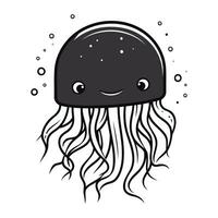 méduse. vecteur illustration de une mignonne dessin animé méduse.