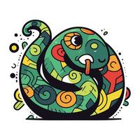 mignonne dessin animé serpent avec coloré modèle. vecteur illustration pour votre conception