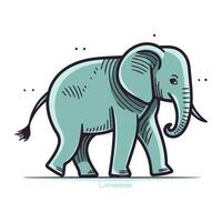 vecteur illustration de un l'éléphant dans dessin animé style sur une blanc Contexte.