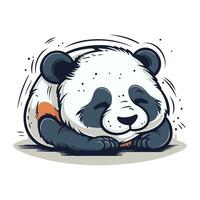 Panda dormant. vecteur illustration de une Panda en train de dormir sur une blanc Contexte.