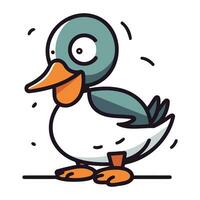 canard vecteur illustration. mignonne dessin animé griffonnage canard personnage.