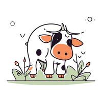 mignonne vache dans le prairie. vecteur illustration dans plat style