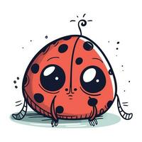 mignonne dessin animé coccinelle. vecteur illustration isolé sur blanc Contexte.