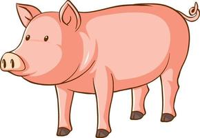 un dessin animé mignon de cochon sur fond blanc vecteur