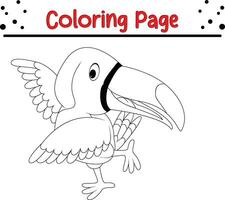 toucan coloration page. oiseau coloration livre pour des gamins vecteur