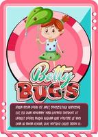 modèle de carte de jeu de personnage avec word betty bugs vecteur