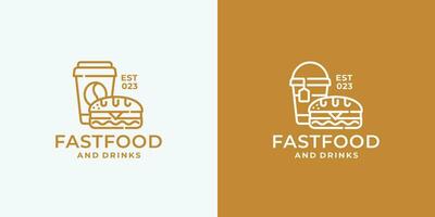 sandwich et boisson vite nourriture logo conception vecteur