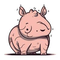 mignonne dessin animé hippopotame. vecteur illustration isolé sur blanc Contexte.