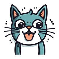 mignonne dessin animé chat avec gros yeux. vecteur illustration dans une plat style.