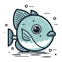 mignonne kawaii poisson. vecteur illustration dans linéaire style.