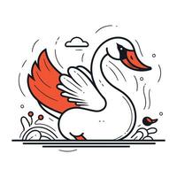 vecteur illustration de cygne sur blanc Contexte. ligne art style.