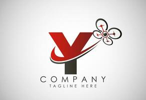 lettre y drone logo conception vecteur modèle. drone La technologie logo signe symbole