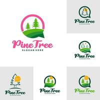 ensemble de pin arbre avec bavarder logo conception vecteur. Créatif pin arbre logo concepts modèle vecteur