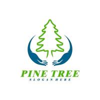 pin arbre avec se soucier logo conception vecteur. Créatif pin arbre logo concepts modèle vecteur