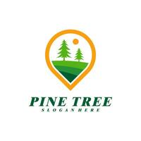 pin arbre avec point logo conception vecteur. Créatif pin arbre logo concepts modèle vecteur