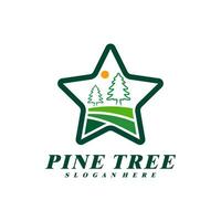 pin arbre avec étoile logo conception vecteur. Créatif pin arbre logo concepts modèle vecteur