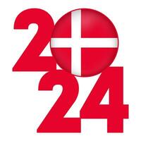 content Nouveau année 2024 bannière avec Danemark drapeau à l'intérieur. vecteur illustration.