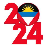 content Nouveau année 2024 bannière avec antigua et Barbuda drapeau à l'intérieur. vecteur illustration.