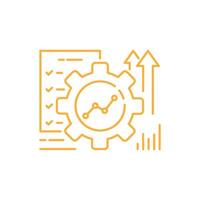 eps10 vecteur illustration de un automatisation ou mettre en place icône avec mince ligne art engrenage. concept de évaluation efficacité contrôle et automatiser productif contour symbole isolé sur blanc Contexte.