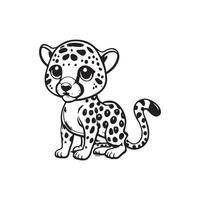 noir et blanc illustration pour coloration animaux, mignonne guépard vecteur
