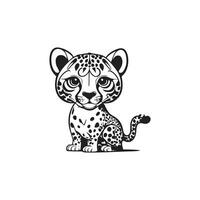 noir et blanc illustration pour coloration animaux, mignonne guépard vecteur