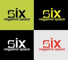 six négatif logotype, éléments Couleur variation abstrait icône. moderne logotype, affaires modèle. vecteur