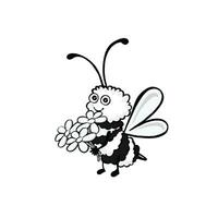 abeille avec une bouquet de marguerites, vecteur illustration