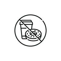 non nourriture et les boissons permis ligne icône symbole. non en mangeant ligne icône isolé sur blanc Contexte vecteur