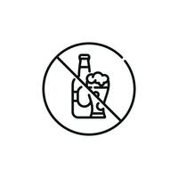 non de l'alcool ligne icône signe symbole isolé sur blanc Contexte vecteur