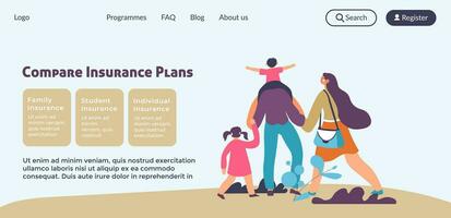 comparer Assurance des plans pour votre famille, site Internet vecteur