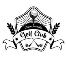 championnat le golf club logotype avec des bâtons vecteur