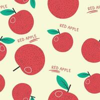 Naturel ingrédients, rouge Pomme et feuille impression vecteur