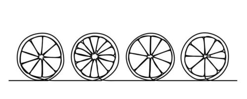 ligne continue, fruits frais, orange coupée en deux vecteur
