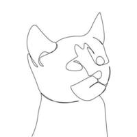 chat en dessin au trait continu simple dessin au trait noir vecteur