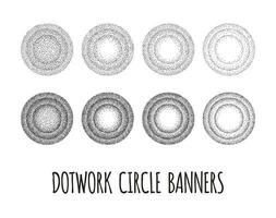 dotwork cercle bannières ensemble vecteur