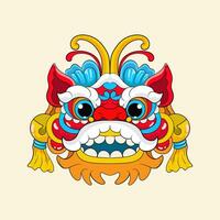 chinois Lion Danse diriger, Chine lunaire Nouveau année dragon masque. traditionnel asiatique personnage, costume pour vacances fête, dessin animé conception élément isolé sur blanc Contexte vecteur