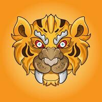 tigre têtes ensemble. vecteur dessin animé bande dessinée griffonnage illustration, mascotte, personnage, icône, logo de léopard animal visage.chinois année symbole. année de tigre. dessin animé mascotte. souriant adorable personnage.