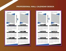 moderne Créatif mur calendrier 2024 modèle conception. impression prêt remorquer page mur calendrier modèle conception pour 2024 vecteur